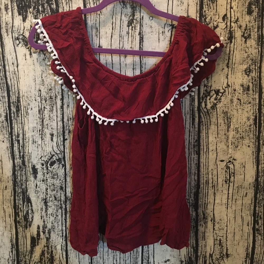 Maroon Off the Shoulder Shirt